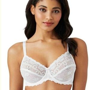 Sz 40D White Wacoal Renaissance Rose Underwire Bra